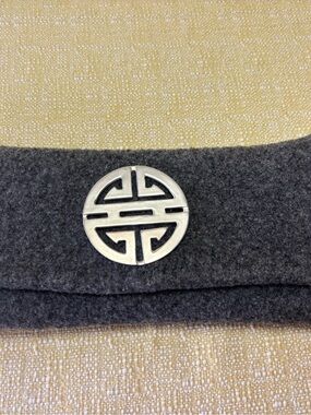 Sarah Oliver numbered  Charcoal Gray Wool purse with Silver Medallion.
